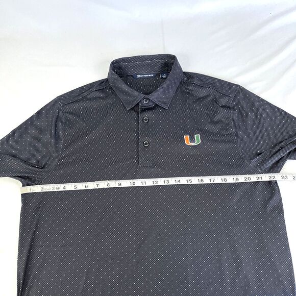 Mens Cutter & Buck Miami Hurricanes Short Sleeve Polo Shirt Size Large Polka Dot - Picture 3 of 8